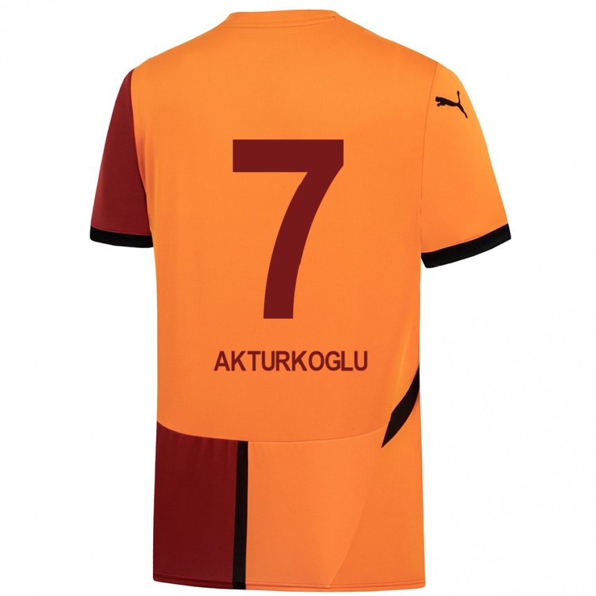 Kids Football Kerem Aktürkoğlu #7 Yellow Red Home Jersey 2024/25 T-Shirt Uk