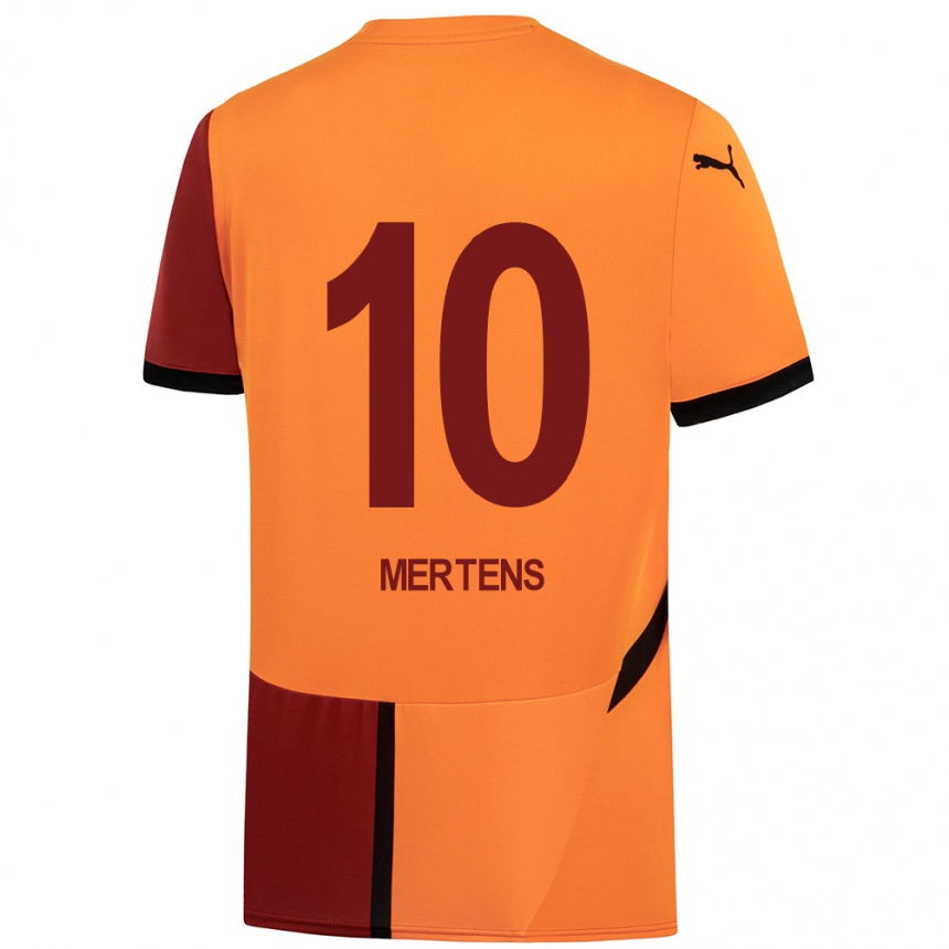 Kids Football Dries Mertens #10 Yellow Red Home Jersey 2024/25 T-Shirt Uk