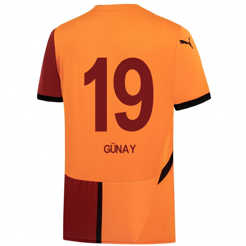 Kids Football Günay Güvenç #19 Yellow Red Home Jersey 2024/25 T-Shirt Uk