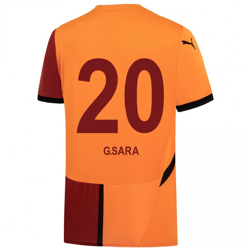 Kids Football Gabriel Sara #20 Yellow Red Home Jersey 2024/25 T-Shirt Uk