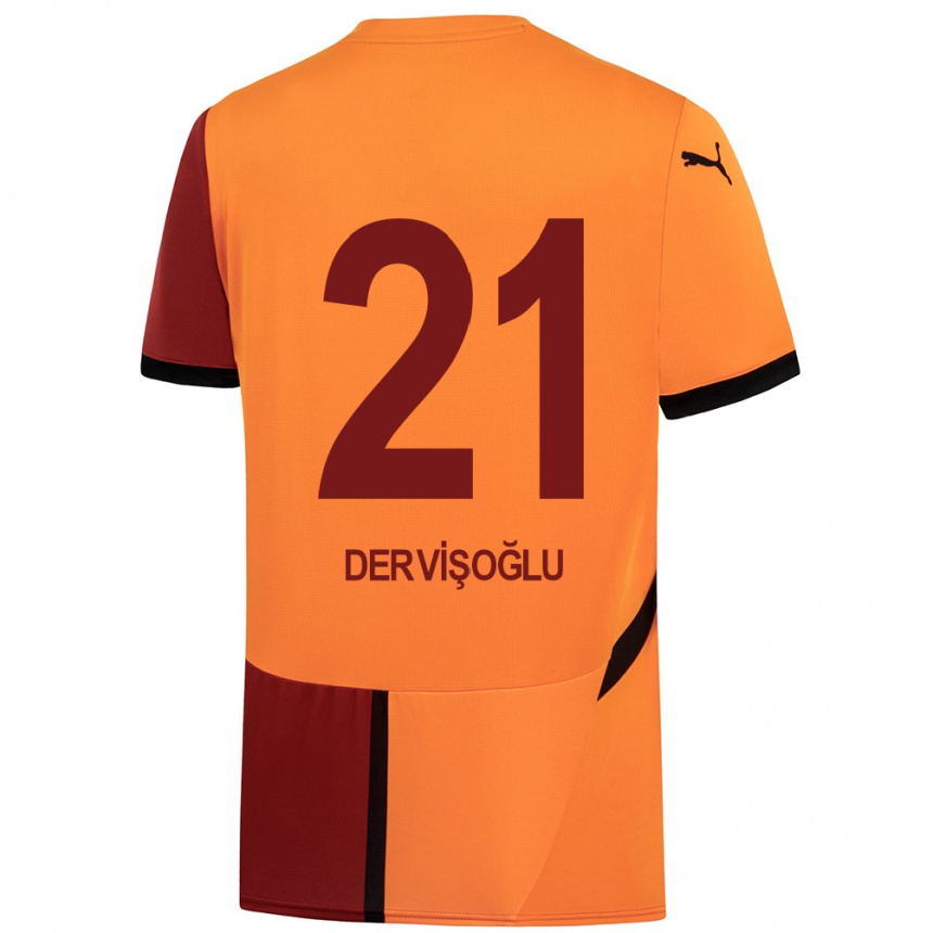 Kids Football Halil Dervişoğlu #21 Yellow Red Home Jersey 2024/25 T-Shirt Uk