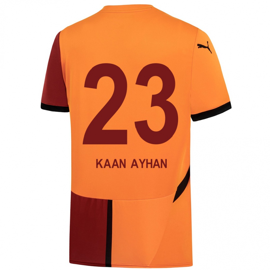 Kids Football Kaan Ayhan #23 Yellow Red Home Jersey 2024/25 T-Shirt Uk