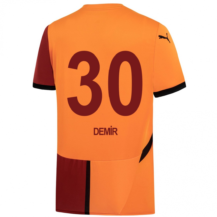 Kids Football Yusuf Demir #30 Yellow Red Home Jersey 2024/25 T-Shirt Uk