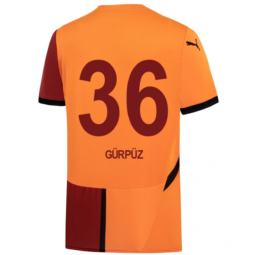 Kids Football Gökdeniz Gürpüz #36 Yellow Red Home Jersey 2024/25 T-Shirt Uk