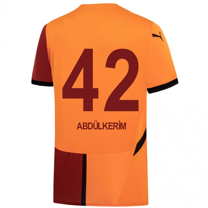 Kids Football Abdülkerim Bardakcı #42 Yellow Red Home Jersey 2024/25 T-Shirt Uk