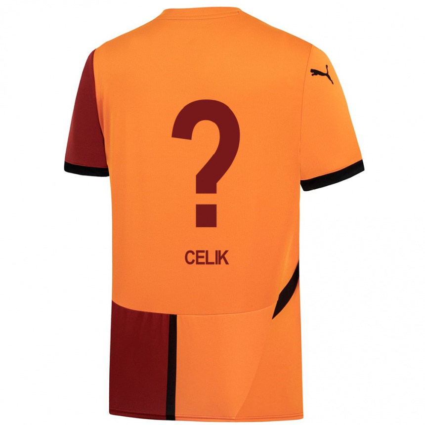 Kids Football Berke Celik #0 Yellow Red Home Jersey 2024/25 T-Shirt Uk