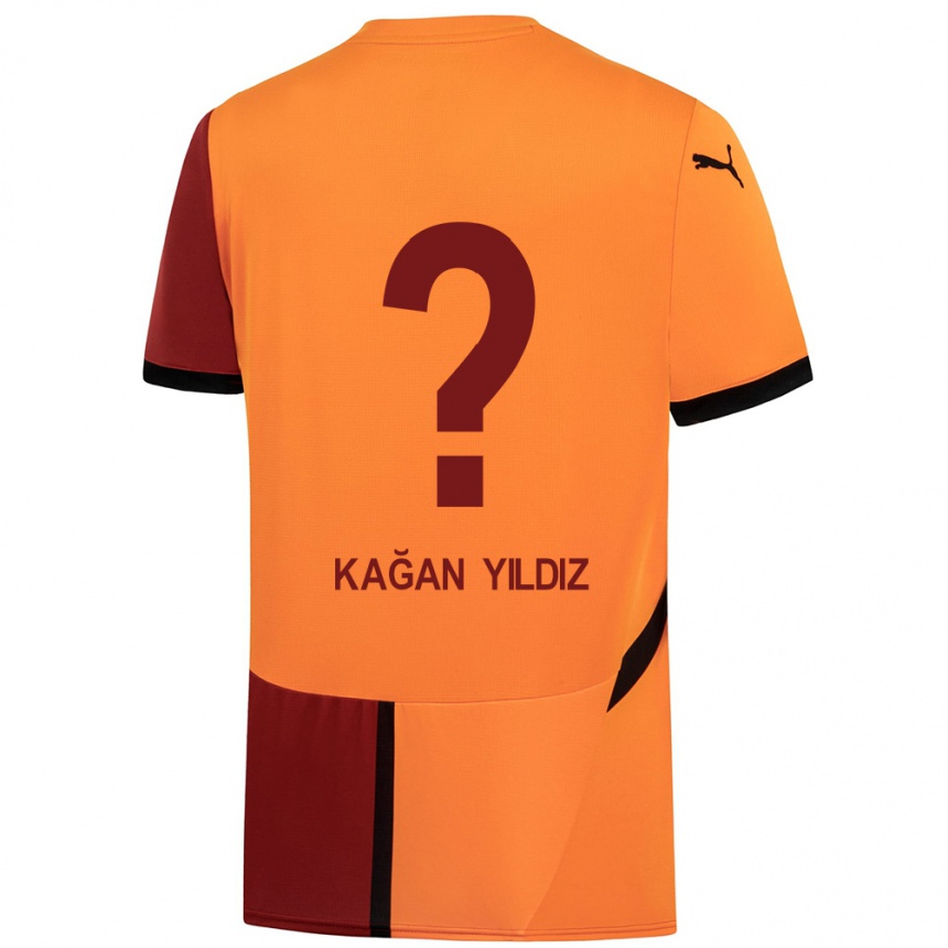 Kids Football Onur Kağan Yıldız #0 Yellow Red Home Jersey 2024/25 T-Shirt Uk