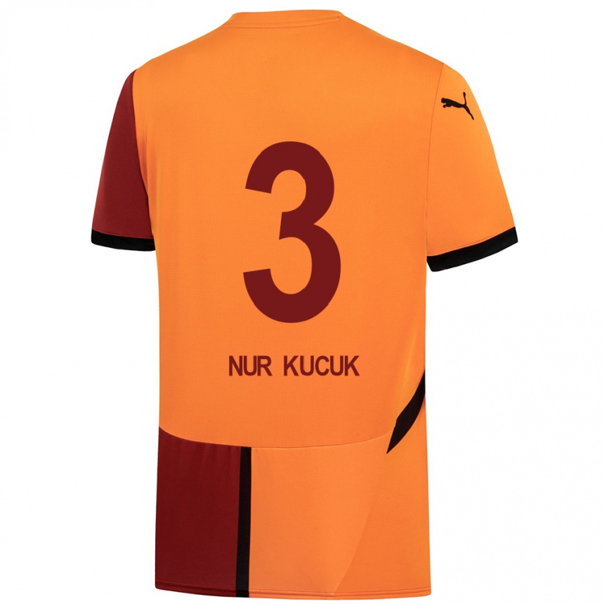 Kids Football Rabia Nur Küçük #3 Yellow Red Home Jersey 2024/25 T-Shirt Uk