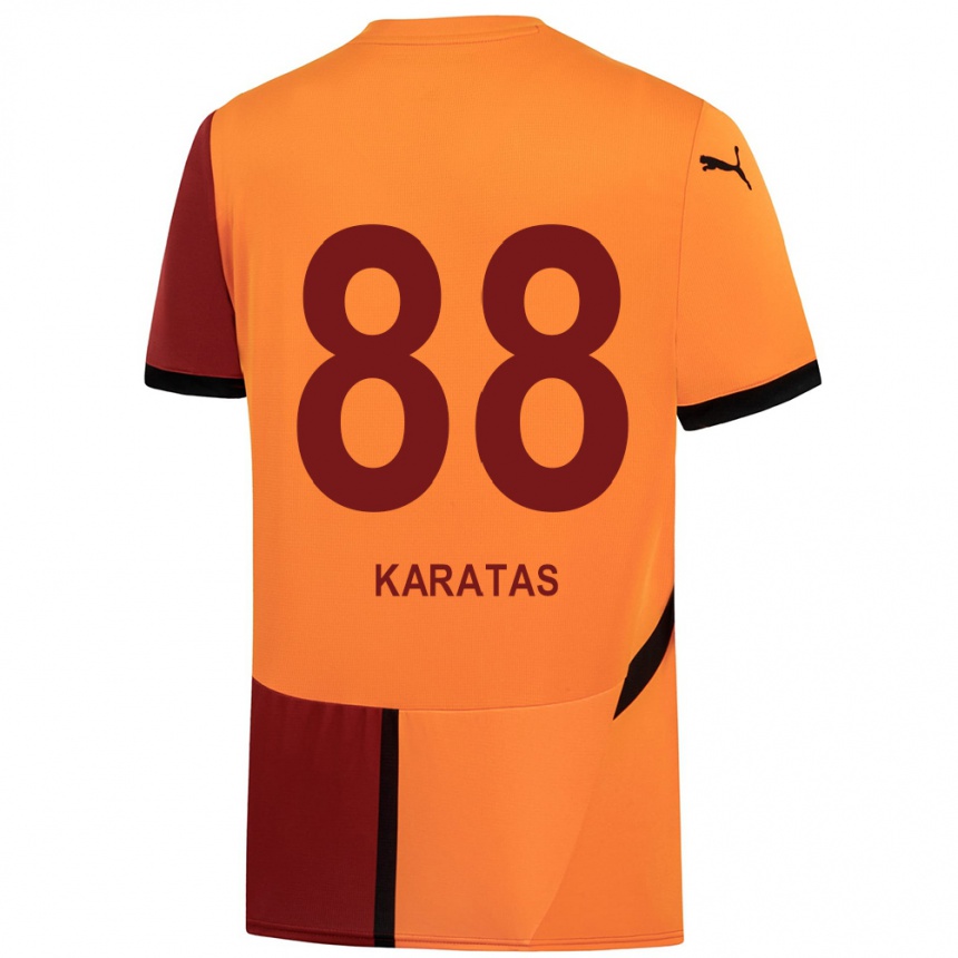 Kids Football Kazımcan Karataş #88 Yellow Red Home Jersey 2024/25 T-Shirt Uk