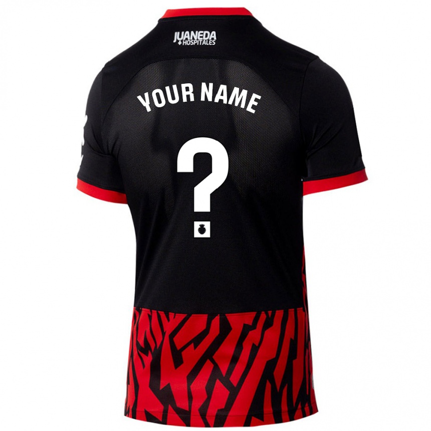 Kids Football Your Name #0 Black Red Home Jersey 2024/25 T-Shirt Uk