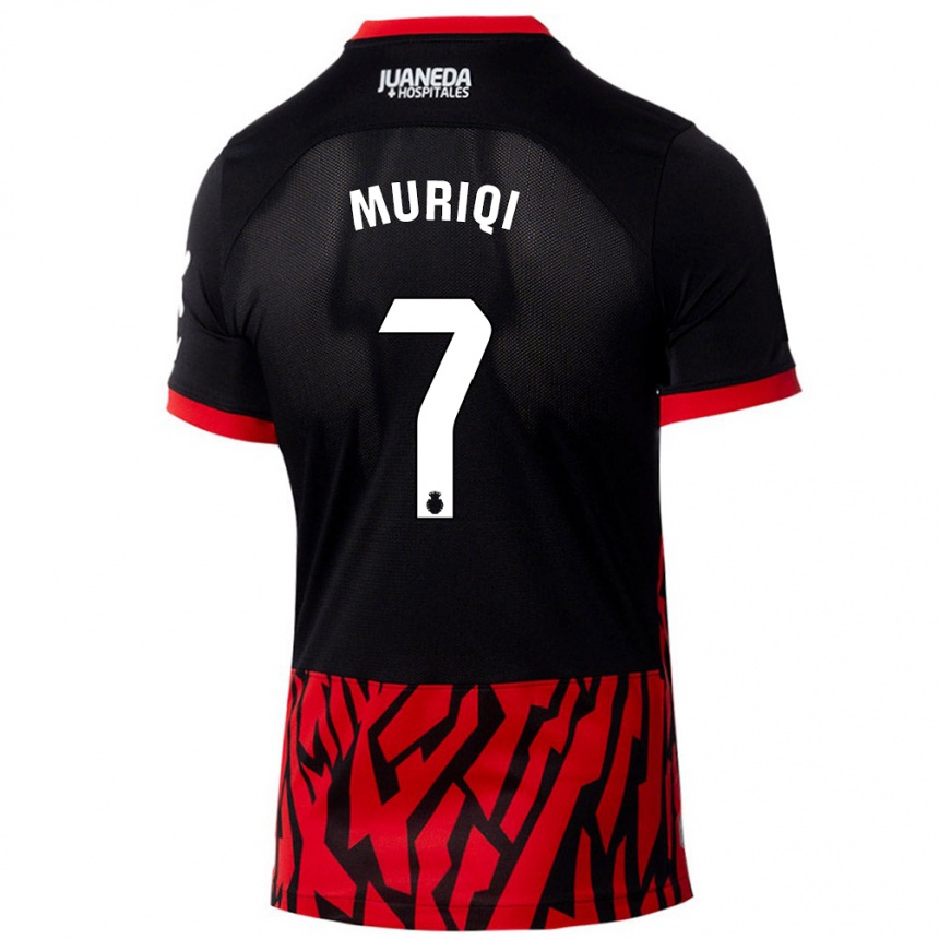 Kids Football Vedat Muriqi #7 Black Red Home Jersey 2024/25 T-Shirt Uk