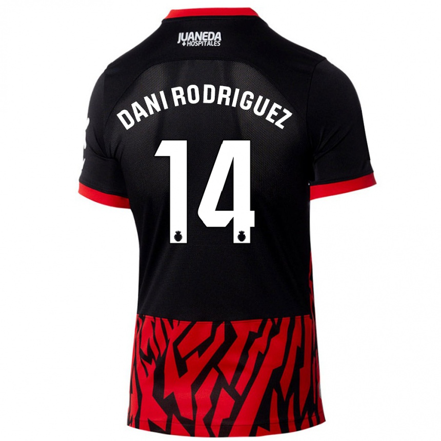 Kids Football Dani Rodríguez #14 Black Red Home Jersey 2024/25 T-Shirt Uk