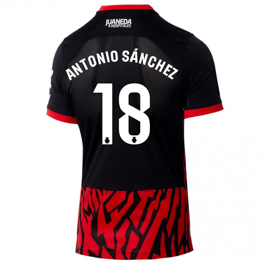 Kids Football Antonio Sánchez #18 Black Red Home Jersey 2024/25 T-Shirt Uk