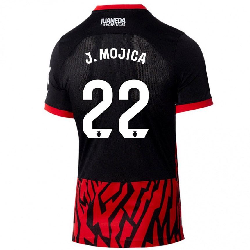 Kids Football Johan Mojica #22 Black Red Home Jersey 2024/25 T-Shirt Uk