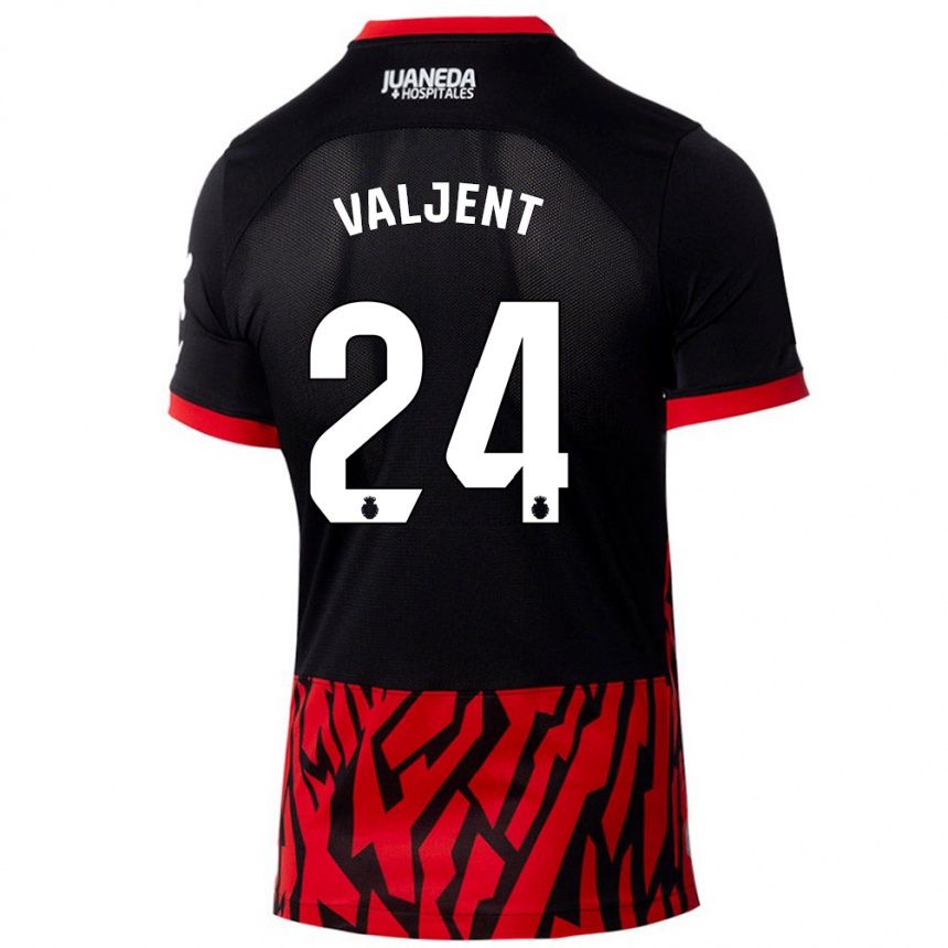 Kids Football Martin Valjent #24 Black Red Home Jersey 2024/25 T-Shirt Uk