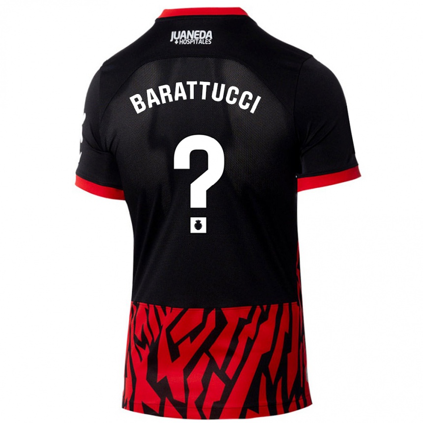 Kids Football Nicolás Barattucci #0 Black Red Home Jersey 2024/25 T-Shirt Uk