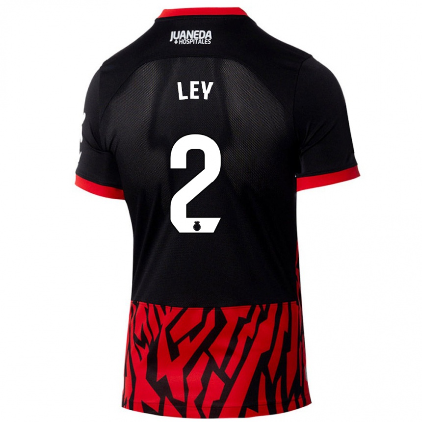 Kids Football Yuzún Ley #2 Black Red Home Jersey 2024/25 T-Shirt Uk