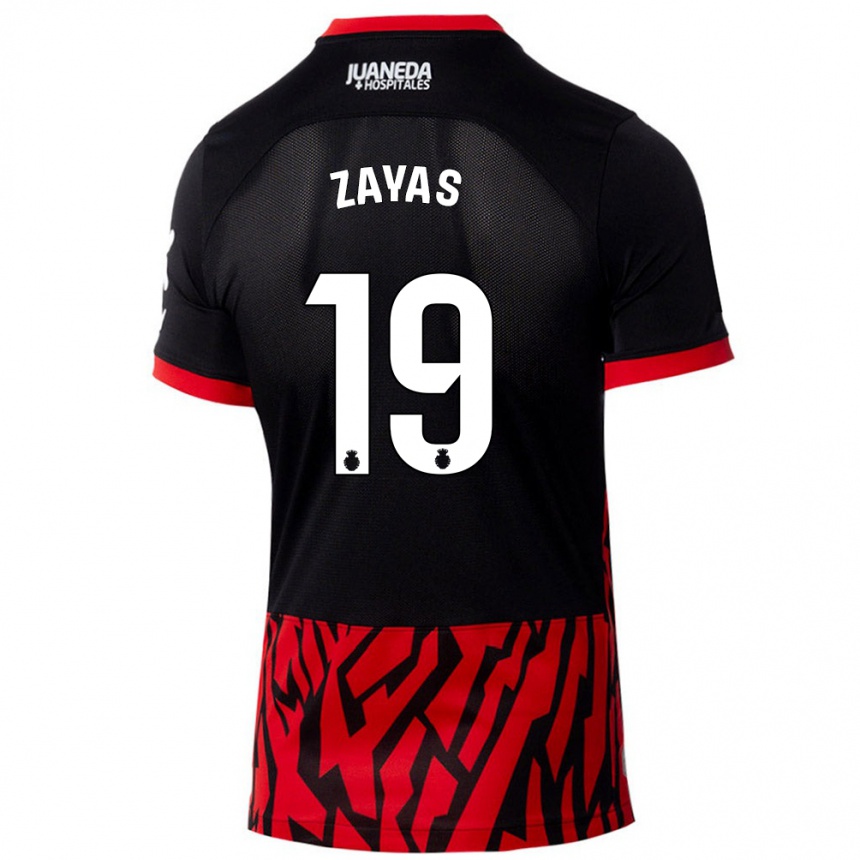 Kids Football Yosmel Zayas #19 Black Red Home Jersey 2024/25 T-Shirt Uk