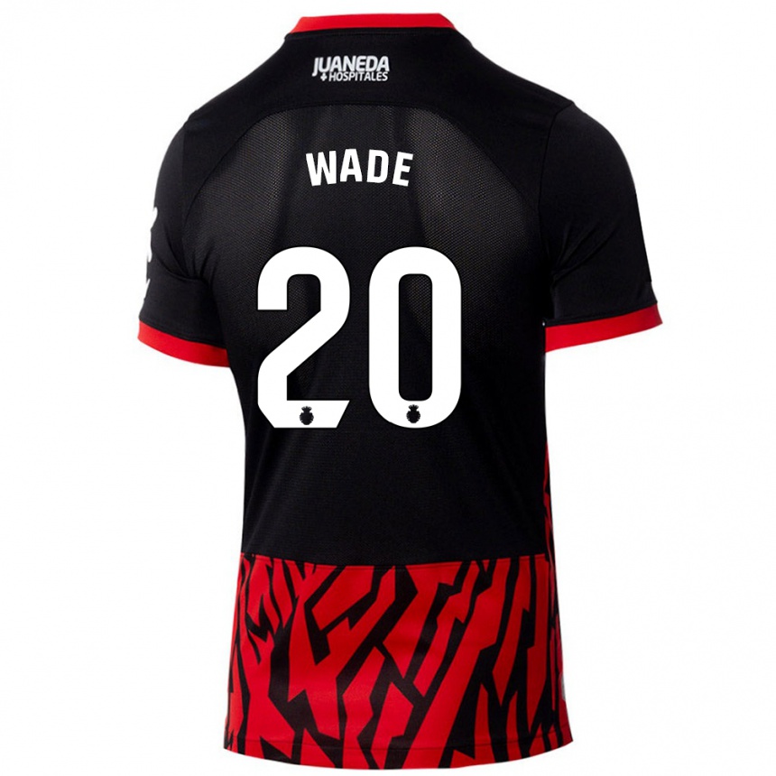 Kids Football Sebas Wade #20 Black Red Home Jersey 2024/25 T-Shirt Uk