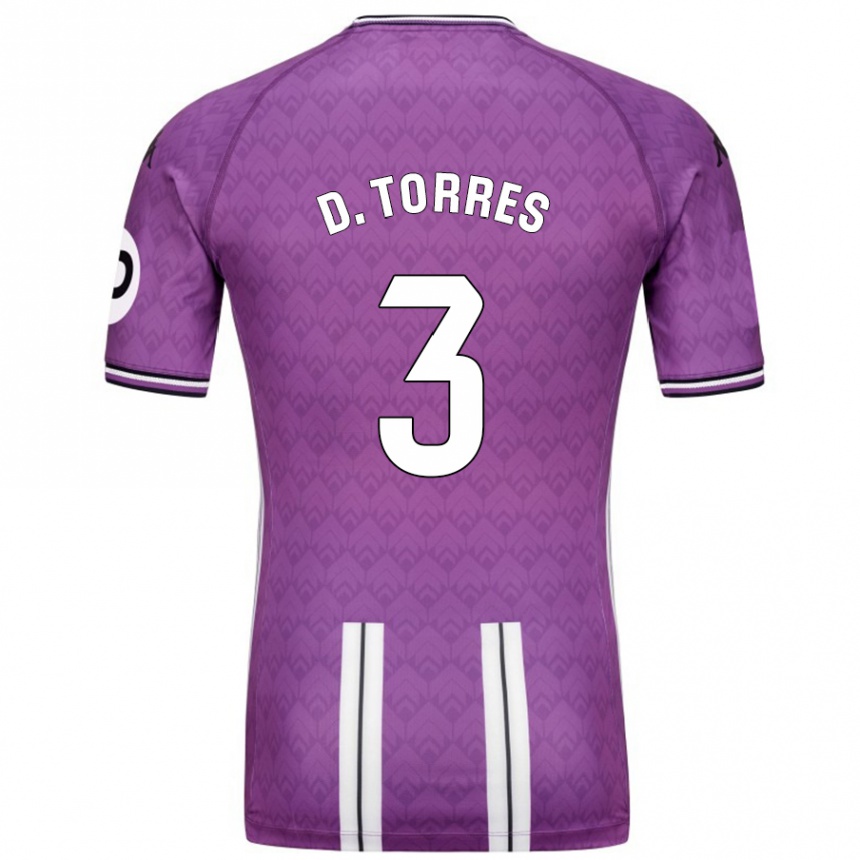 Kids Football David Torres #3 Purple White Home Jersey 2024/25 T-Shirt Uk