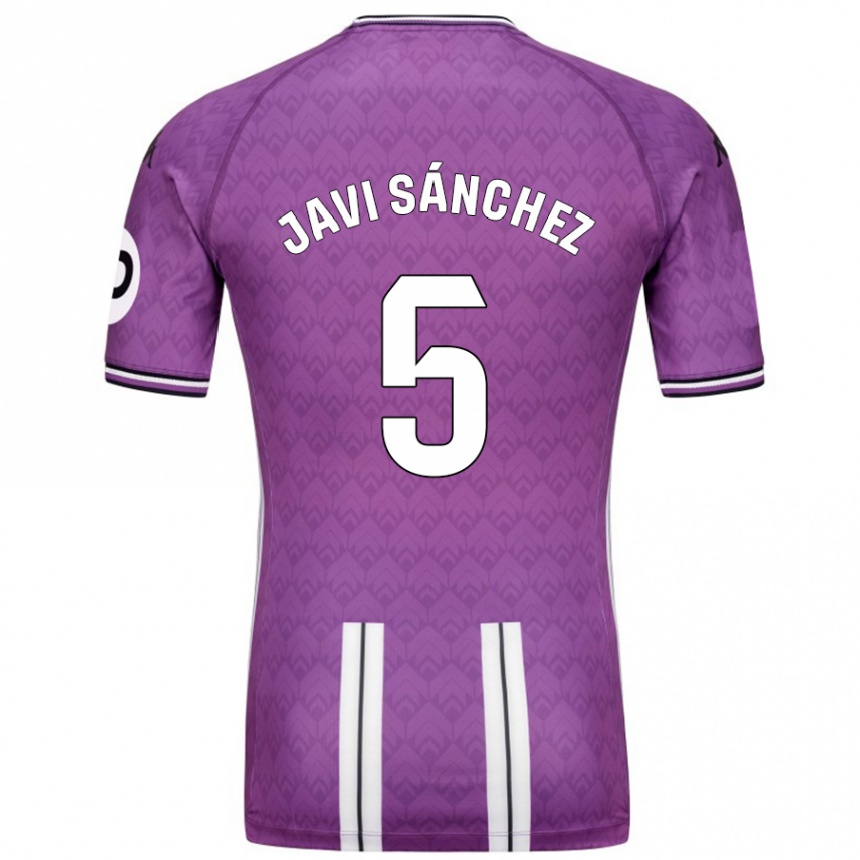 Kids Football Javi Sánchez #5 Purple White Home Jersey 2024/25 T-Shirt Uk