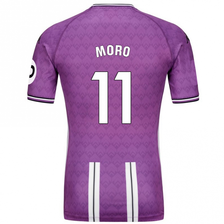 Kids Football Raúl Moro #11 Purple White Home Jersey 2024/25 T-Shirt Uk