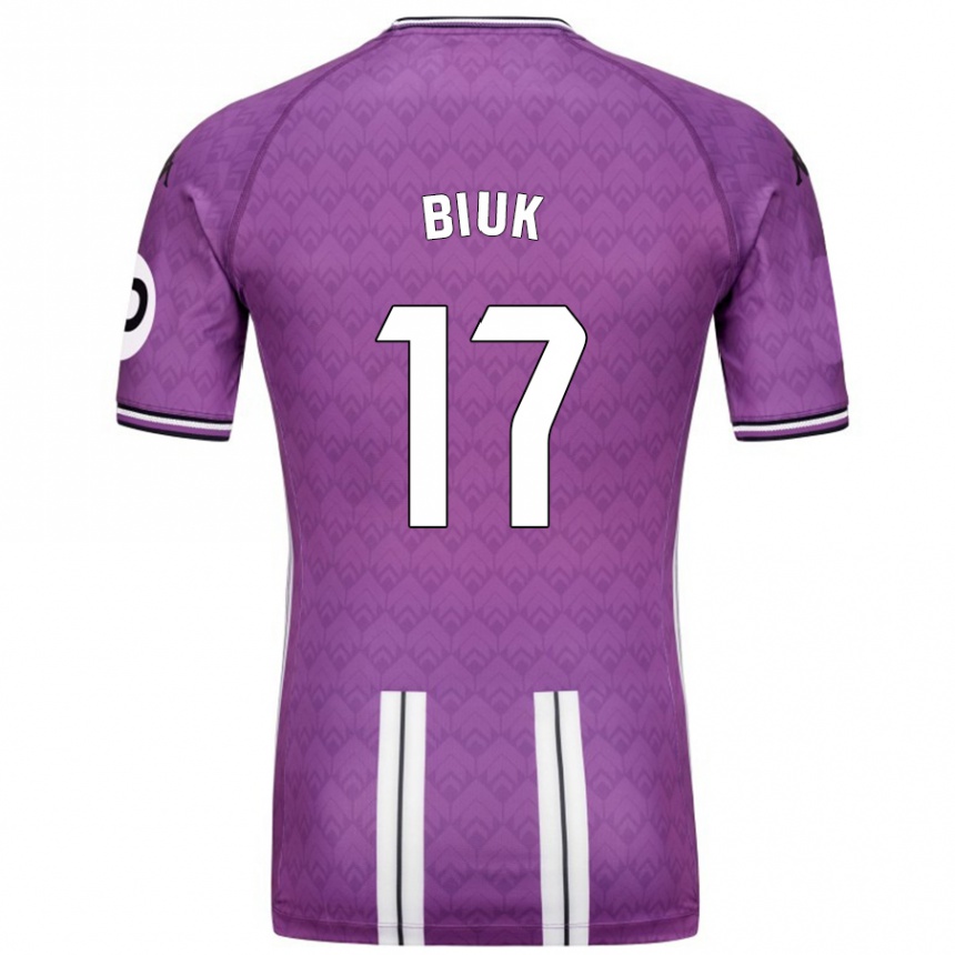 Kids Football Stipe Biuk #17 Purple White Home Jersey 2024/25 T-Shirt Uk