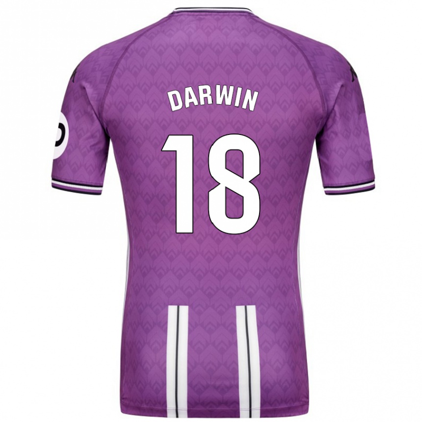 Kids Football Darwin Machís #18 Purple White Home Jersey 2024/25 T-Shirt Uk