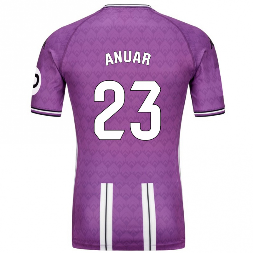 Kids Football Anuar #23 Purple White Home Jersey 2024/25 T-Shirt Uk