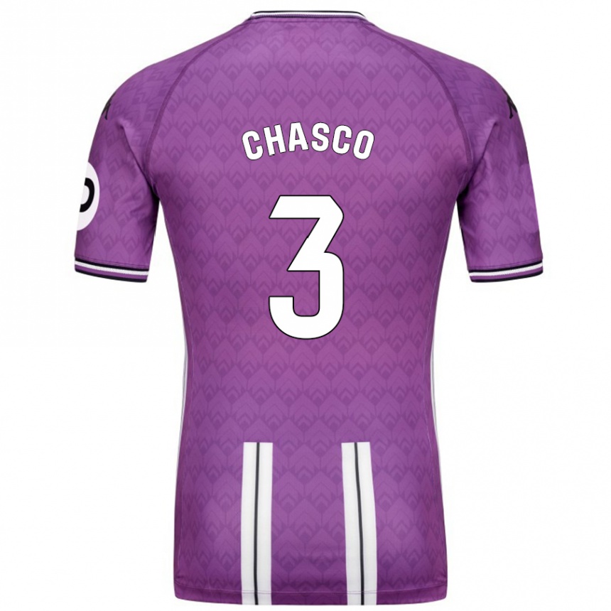 Kids Football Raúl Chasco #3 Purple White Home Jersey 2024/25 T-Shirt Uk