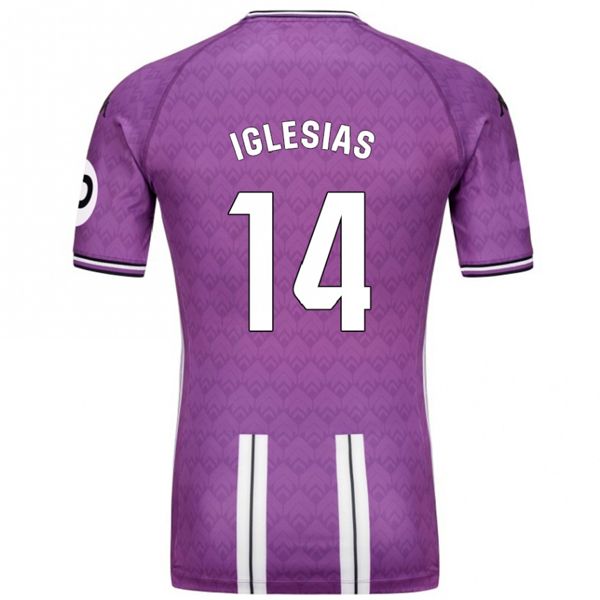 Kids Football Koke Iglesias #14 Purple White Home Jersey 2024/25 T-Shirt Uk