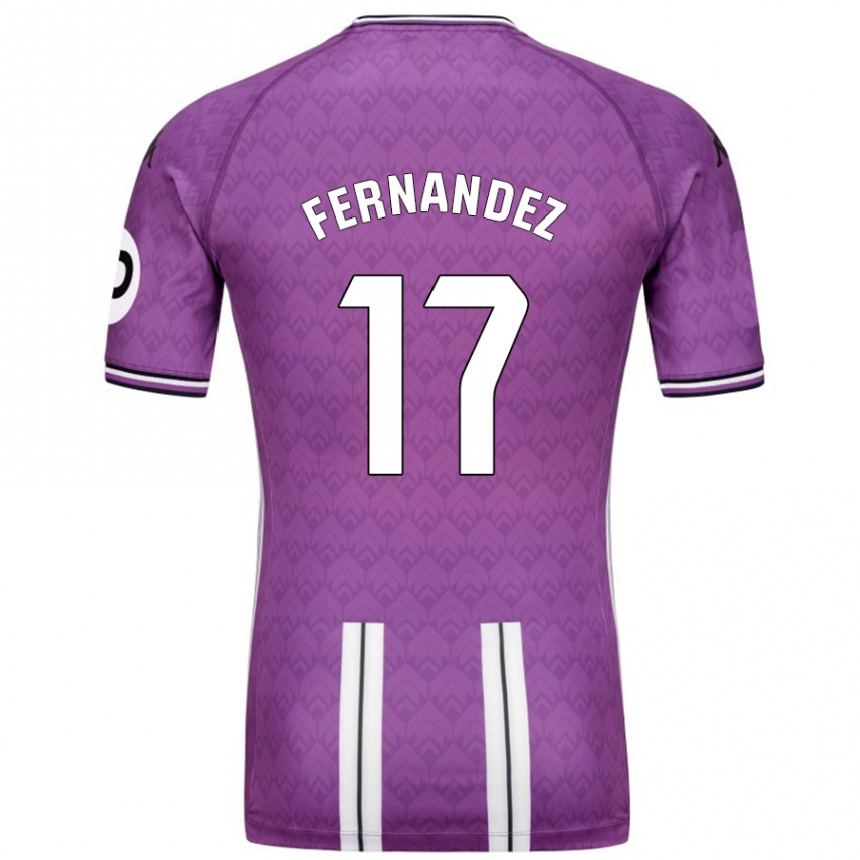 Kids Football Dani Fernández #17 Purple White Home Jersey 2024/25 T-Shirt Uk