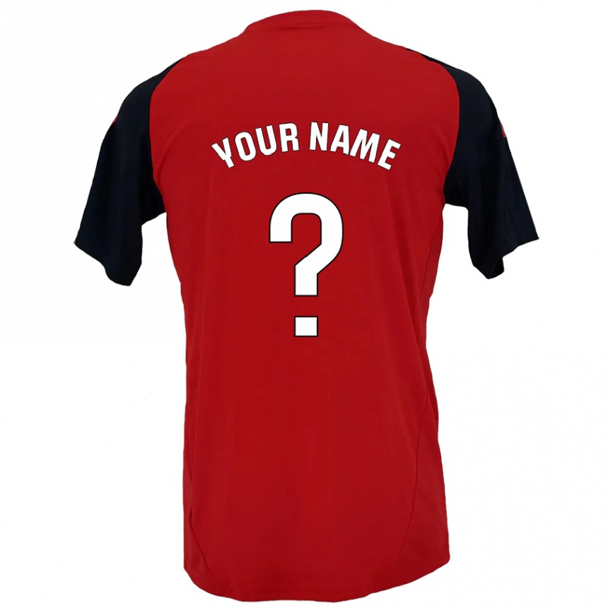 Kids Football Your Name #0 Red Black Home Jersey 2024/25 T-Shirt Uk