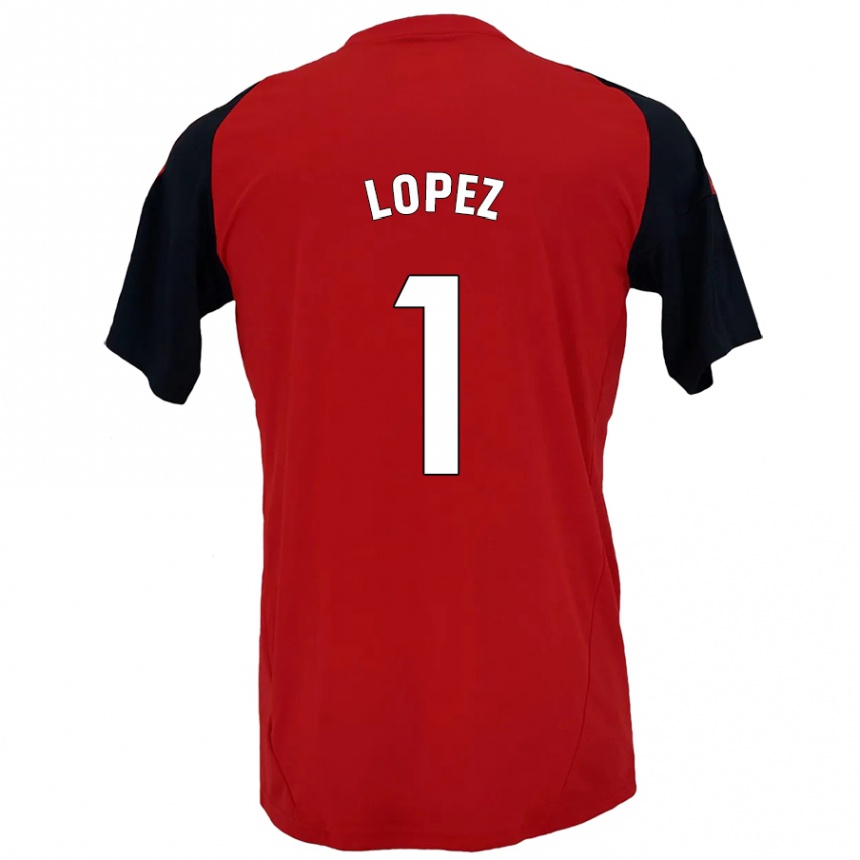 Kids Football Luis López #1 Red Black Home Jersey 2024/25 T-Shirt Uk