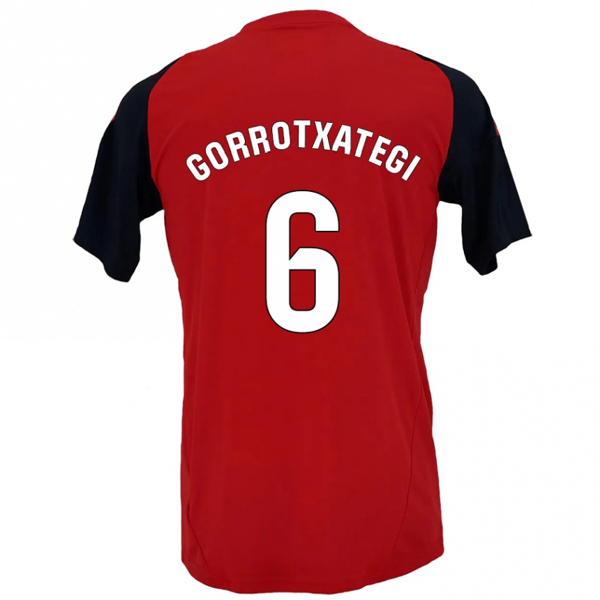 Kids Football Jon Gorrotxategi #6 Red Black Home Jersey 2024/25 T-Shirt Uk