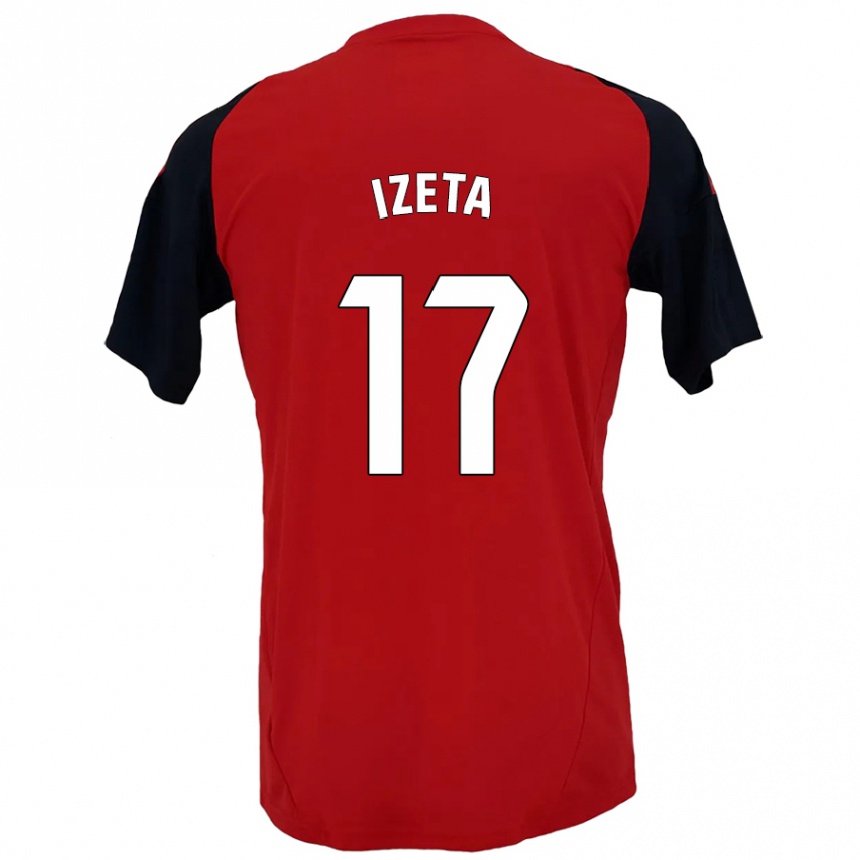 Kids Football Urko Izeta #17 Red Black Home Jersey 2024/25 T-Shirt Uk