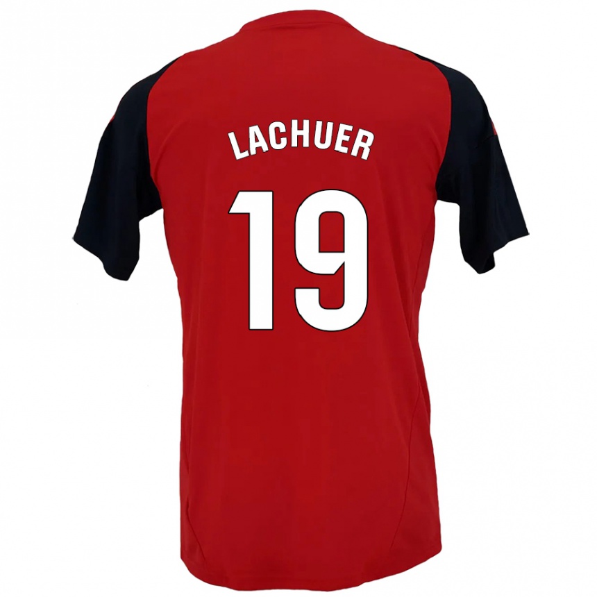 Kids Football Mathis Lachuer #19 Red Black Home Jersey 2024/25 T-Shirt Uk