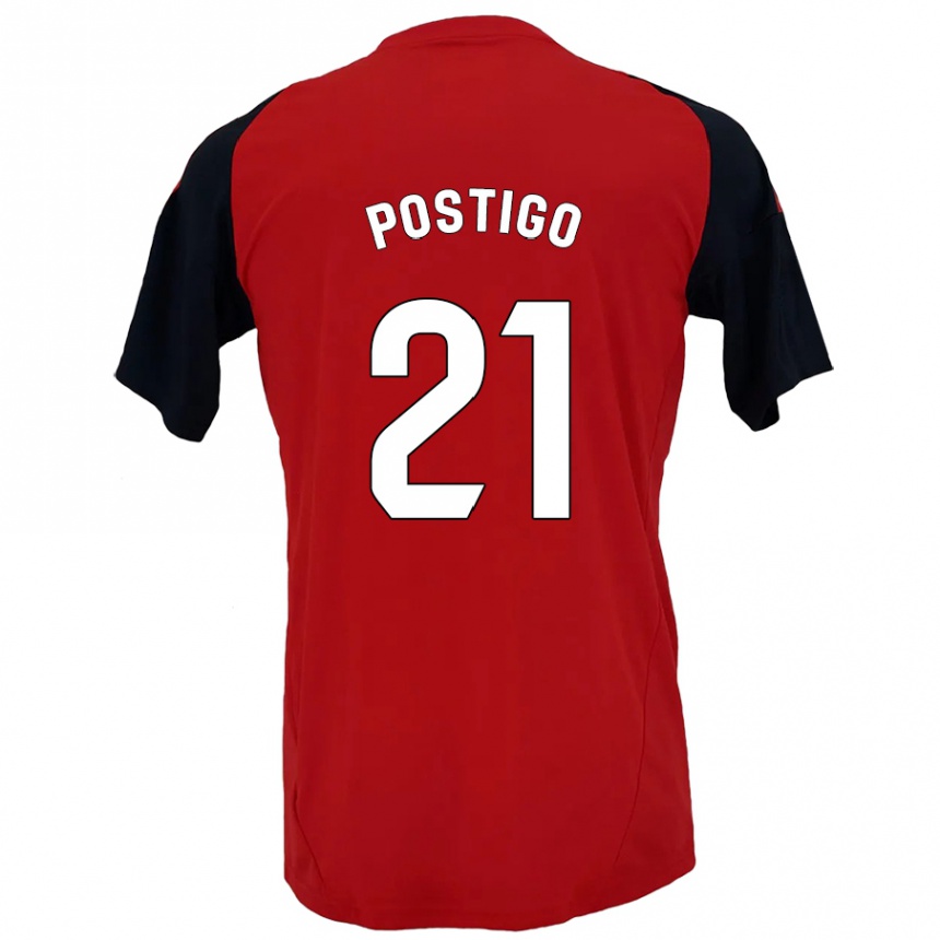 Kids Football Sergio Postigo #21 Red Black Home Jersey 2024/25 T-Shirt Uk