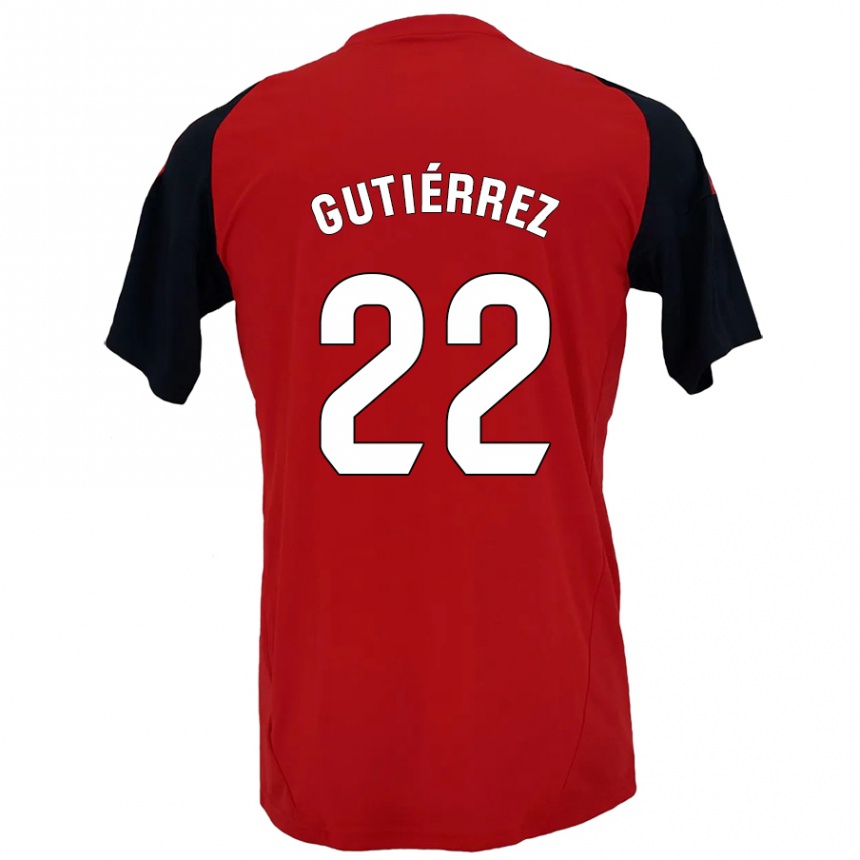 Kids Football Juan Gutiérrez #22 Red Black Home Jersey 2024/25 T-Shirt Uk