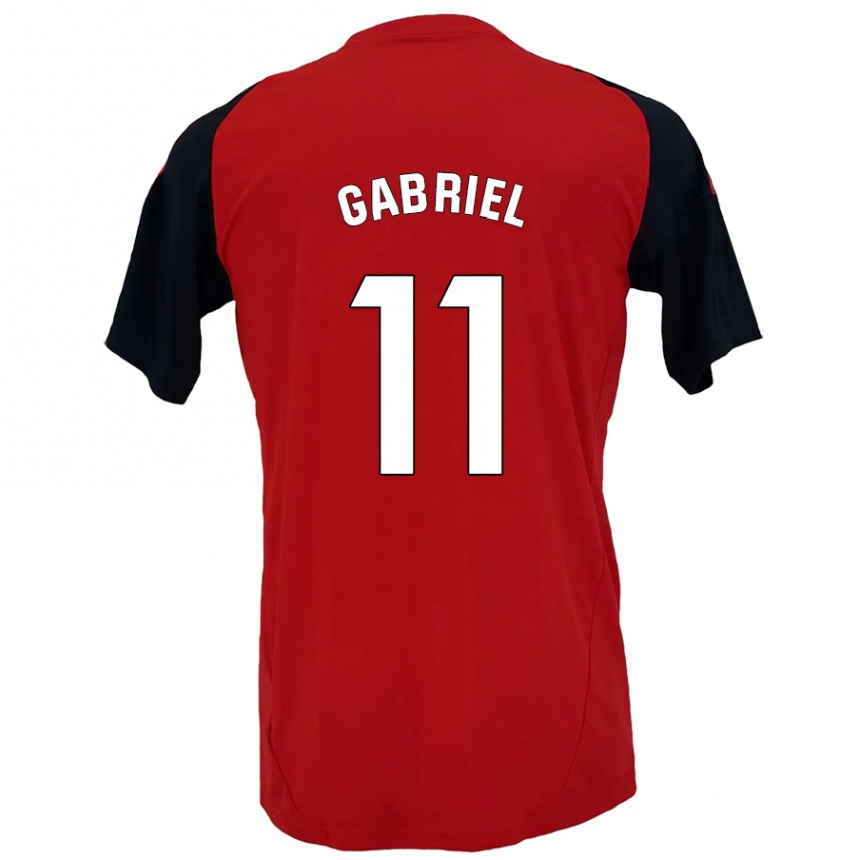 Kids Football Sergio Gabriel #11 Red Black Home Jersey 2024/25 T-Shirt Uk