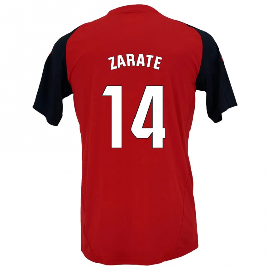 Kids Football Hugo Zárate #14 Red Black Home Jersey 2024/25 T-Shirt Uk