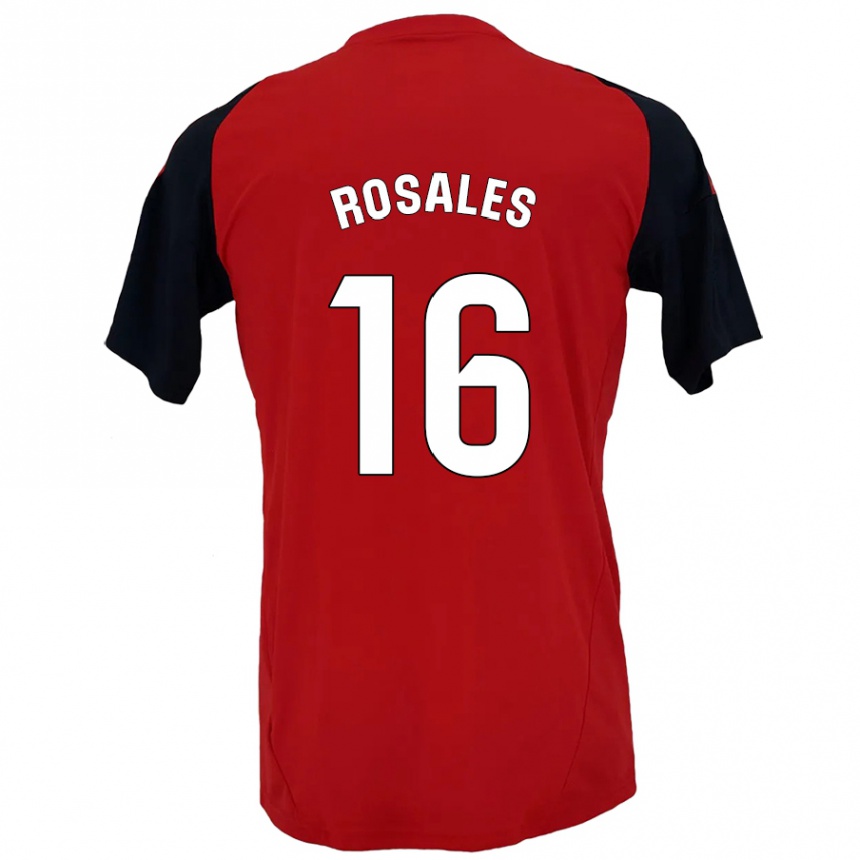 Kids Football Diego Rosales #16 Red Black Home Jersey 2024/25 T-Shirt Uk