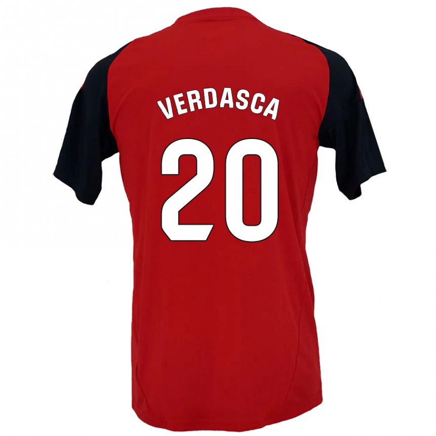 Kids Football Diogo Verdasca #20 Red Black Home Jersey 2024/25 T-Shirt Uk