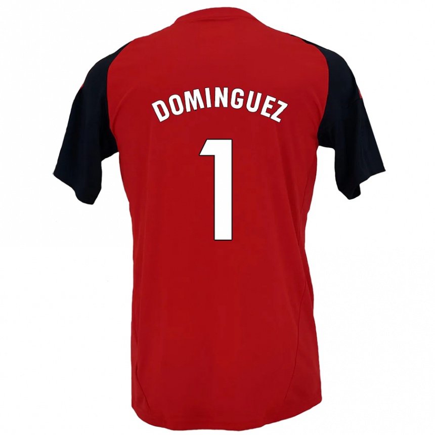 Kids Football Iago Domínguez #1 Red Black Home Jersey 2024/25 T-Shirt Uk