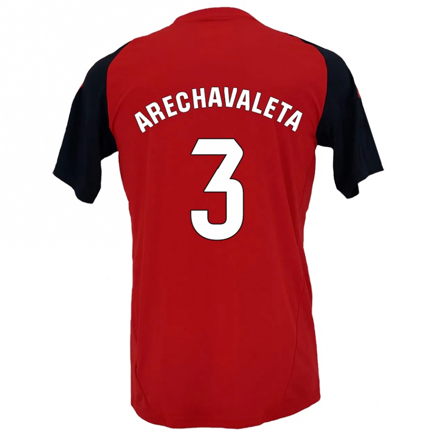 Kids Football Jorge Arechavaleta #3 Red Black Home Jersey 2024/25 T-Shirt Uk