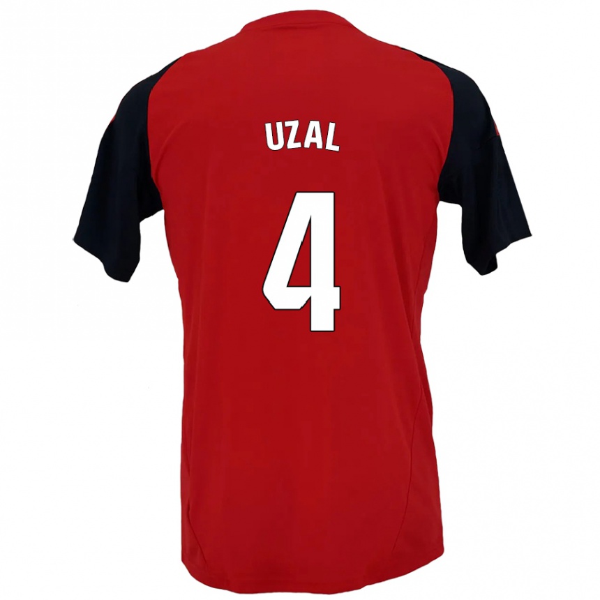 Kids Football Yeray Uzal #4 Red Black Home Jersey 2024/25 T-Shirt Uk