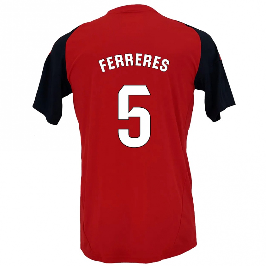 Kids Football Manolo Ferreres #5 Red Black Home Jersey 2024/25 T-Shirt Uk