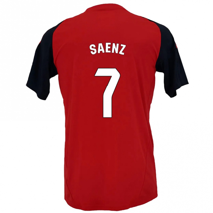 Kids Football Raúl Sáenz #7 Red Black Home Jersey 2024/25 T-Shirt Uk