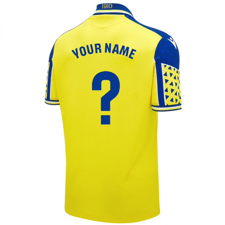 Kids Football Your Name #0 Yellow Blue Home Jersey 2024/25 T-Shirt Uk