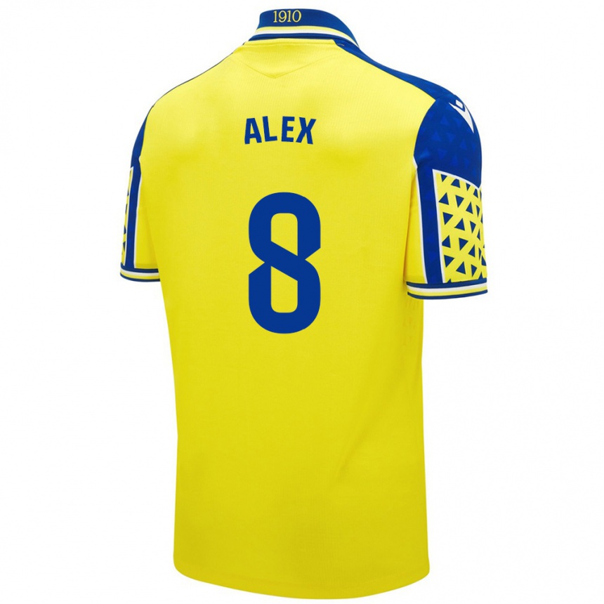 Kids Football Álex Fernández #8 Yellow Blue Home Jersey 2024/25 T-Shirt Uk